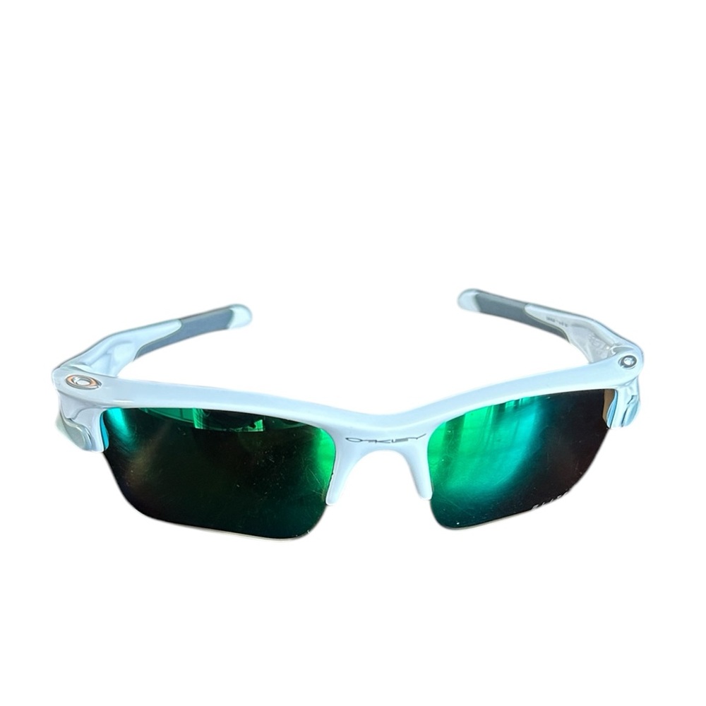 Oakley White and Green Mirrored Sunglasses